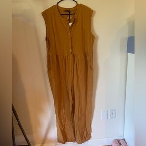 Very J Mustard Sleeveless Jumpsuit